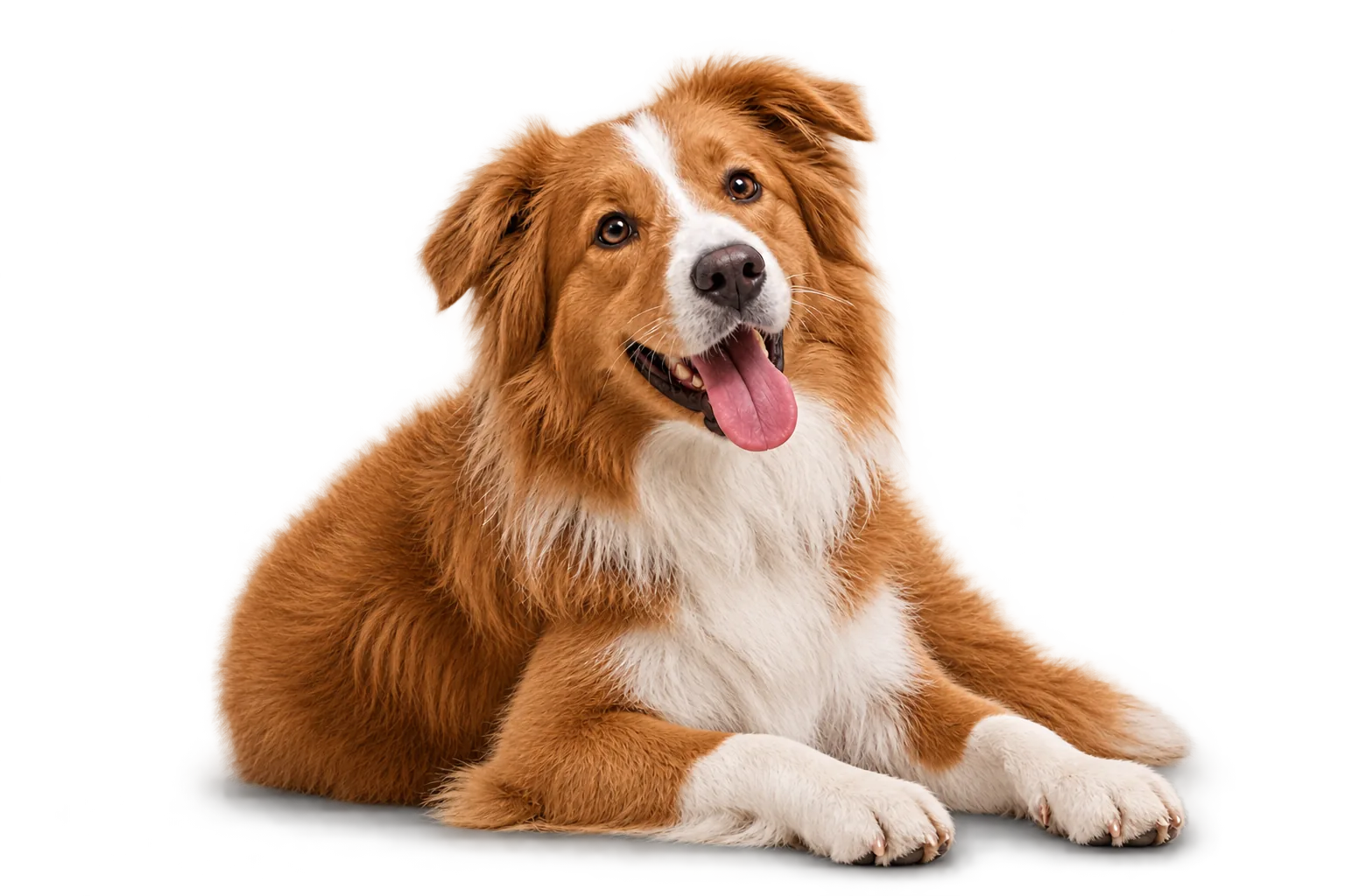 Golden retriever relaxing at home